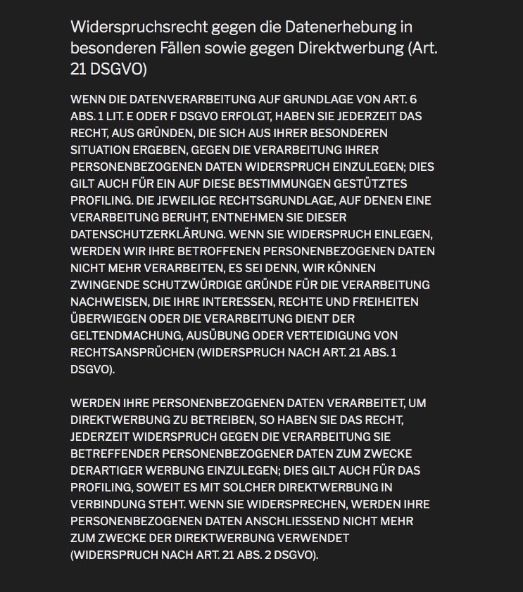 Text des e-Recht24 Rechtstexte WordPress Plugin ins Versalien